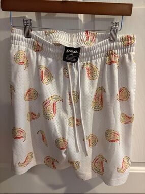 CSG White Paisley Mesh Shorts